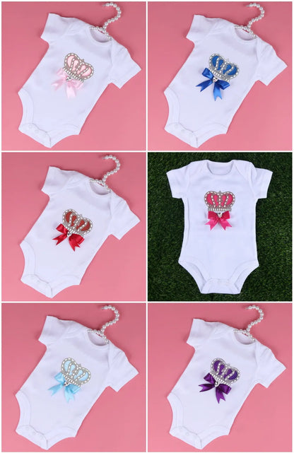 👶 Combinaison Bébé Unisexe Blanche – Motif Couronne Cristal – 3 à 24 Mois™ - Planète bébé
