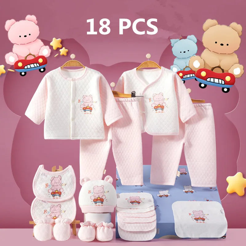 Ensemble Naissance Hiver Bébé 100% Coton – Lot Vêtements Chauds Unisexe avec Romper, Bonnet et Bavoir™