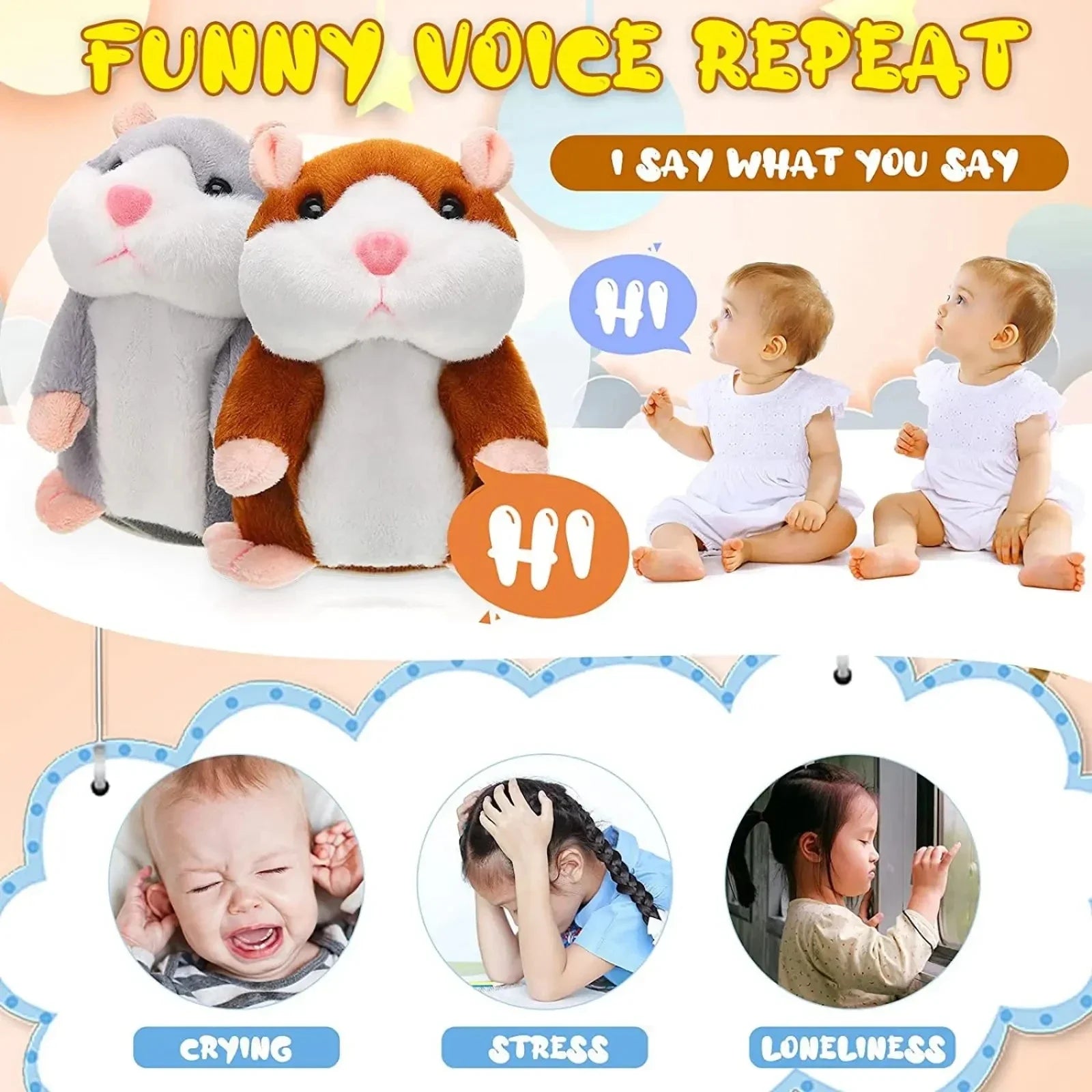 Hamster Parleur Imitateur – Jouet Électronique Interactif en Peluche™ - Planète bébé