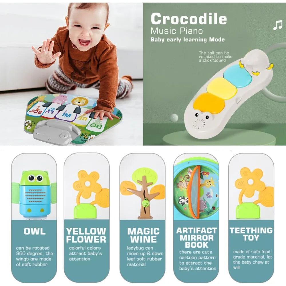 Centre d’Activité Bébé 3-en-1 – Tapis à Sauter, Table Interactive et Piano Musical™