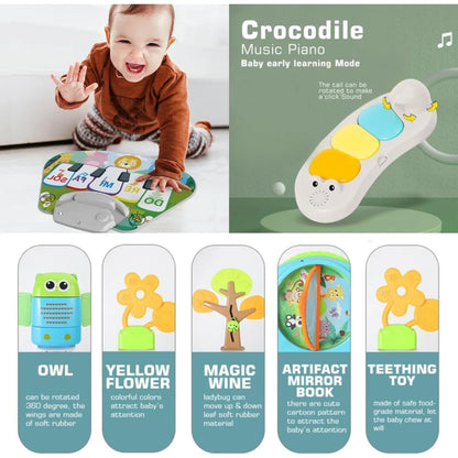 Centre d’Activité Bébé 3-en-1 – Tapis à Sauter, Table Interactive et Piano Musical™