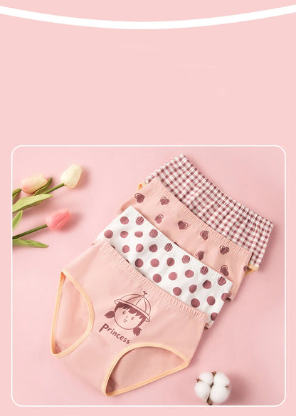 Lot de 4 Culottes Coton Filles – Motifs Cartoon Douces et Confortables™