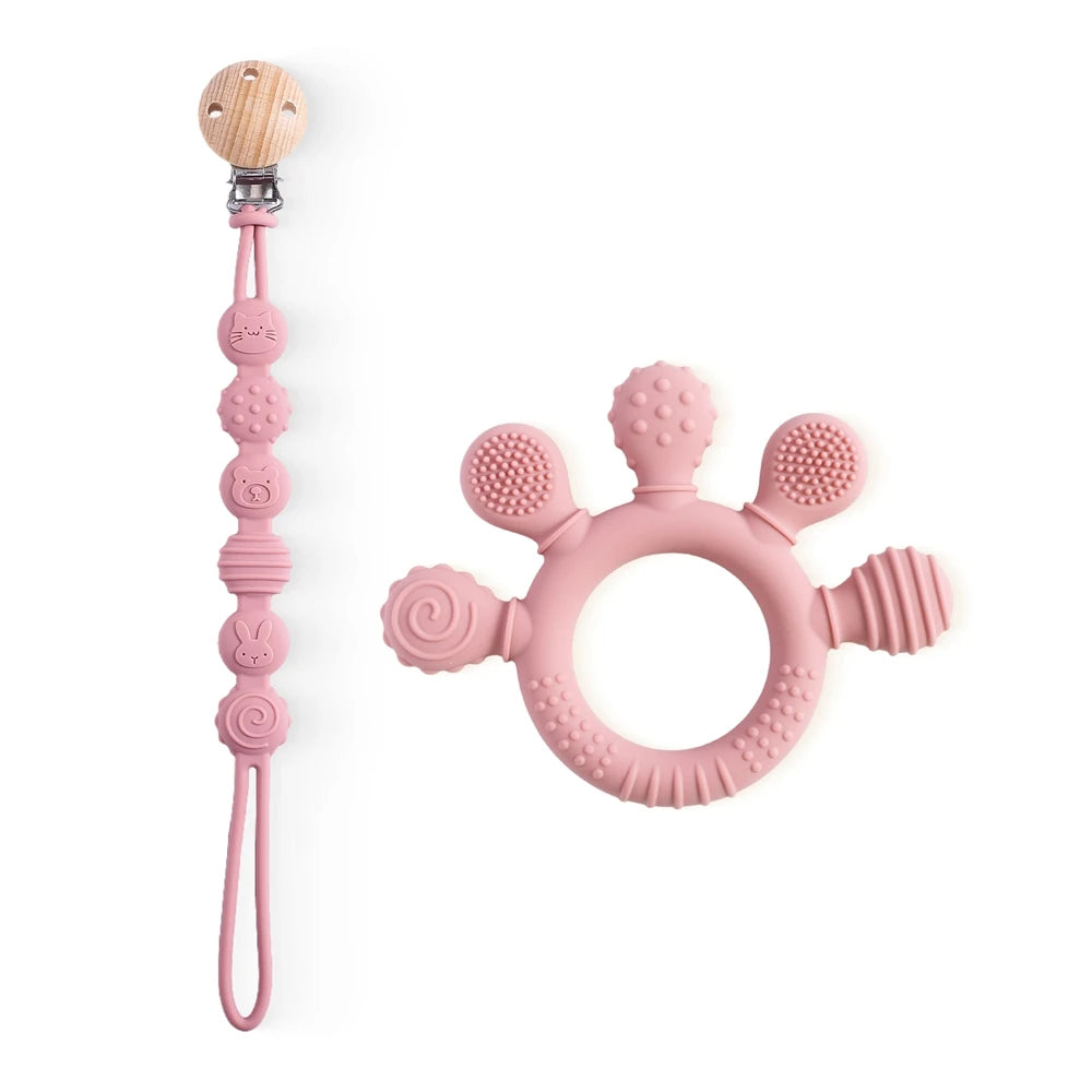 🦁👶 Anneau de Dentition en Silicone – Forme Animale Ludique – Apaisant &amp; Sensoriel™