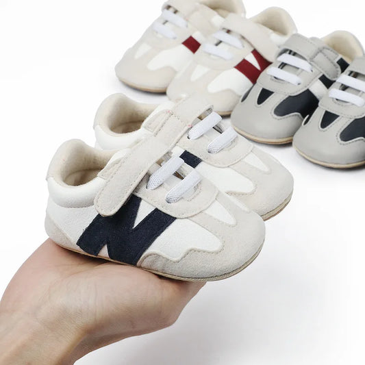 New 0-1Y Newborn Baby Fashion Versatile Sports Style Patchwork Colour Soft Bottom Anti-slip Suede Infant Toddler Shoes™