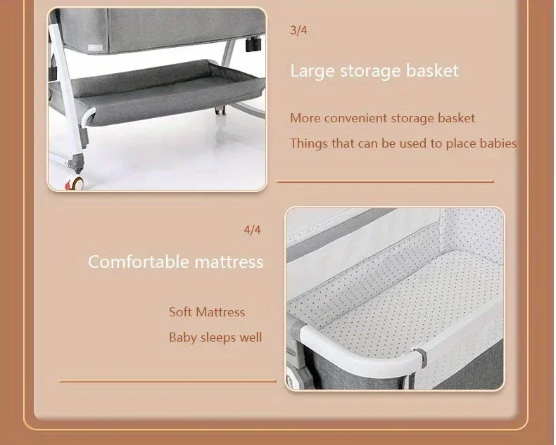 🛏️👶 Lit Bébé Multifonction – Berceau Portatif avec Réglage en Hauteur &amp; Fonction Bascule – Lit d’Appoint Pliable™