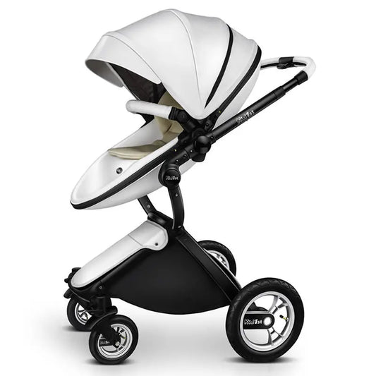 👑 Poussette Bébé Luxe – Haute Position – Pliable – Similicuir – Voyage &amp; Confort Total™ - Planète bébé