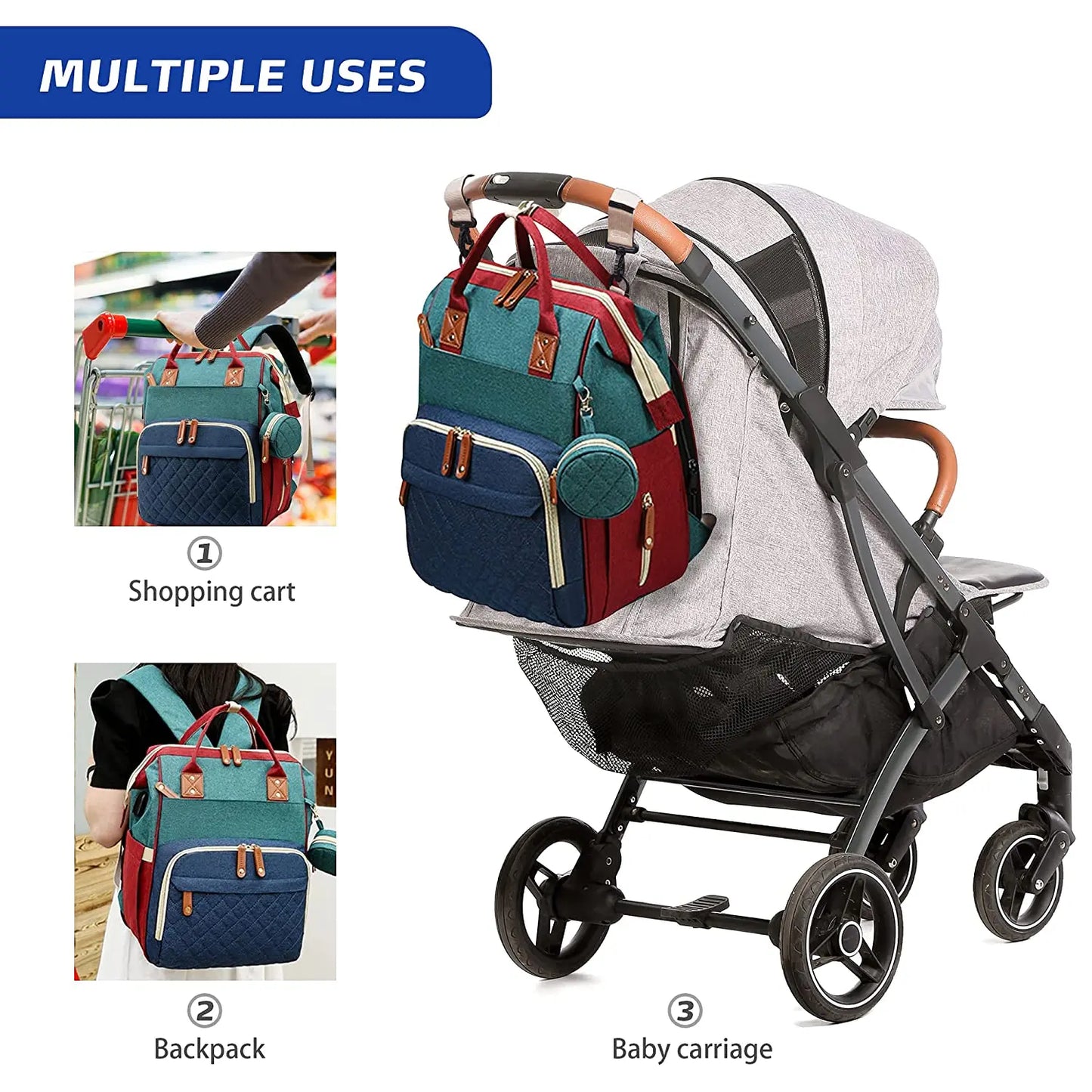 🎒🍼 Sac à Langer 3-en-1 avec Lit Bébé Intégré – Sac à Dos Voyage Étanche avec Port USB – Multifonction pour Parents Modernes