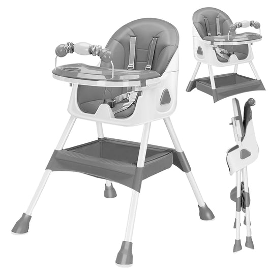 Chaise Haute Bébé Pliable 6 Mois+ avec Grand Pad Antidérapant et Porte-Jouets – Facile à Nettoyer – Modèle E500™