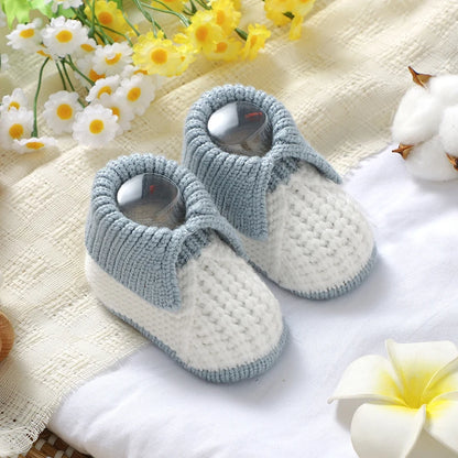 Chaussons Bébé Tricotés Chauds – Patchwork Mode & Faciles à Enfiler™
