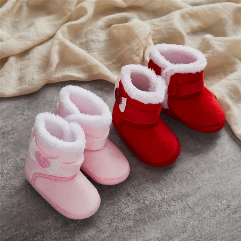 🧣❄️ Bottes d’Hiver Bébé – Chaudes &amp; Mignonnes – Bottines Bébé à Scratch avec Ailes en Cœur – 0 à 18 Mois – Unisexe™ - Planète bébé