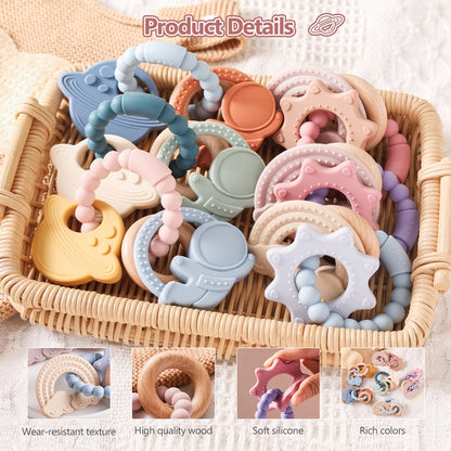 🪐👶 Anneau de Dentition Bébé – Silicone Alimentaire – Bracelet Sensoriel Planète – Dès 0 Mois™ - Planète bébé