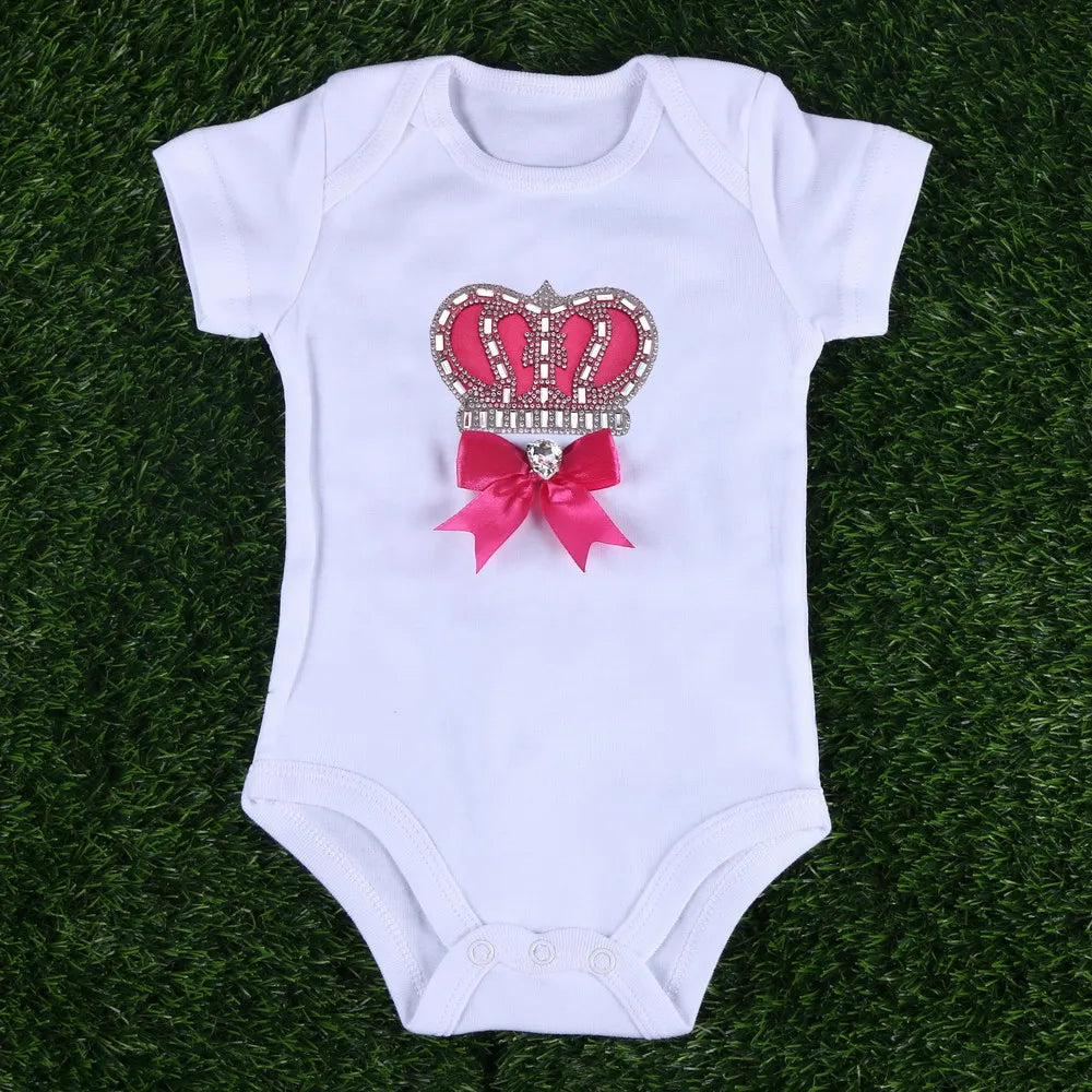 👶 Combinaison Bébé Unisexe Blanche – Motif Couronne Cristal – 3 à 24 Mois™ - Planète bébé