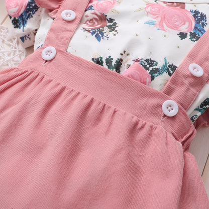 🌸 Ensemble Été 3 Pièces Bébé Fille – Fleurs Élégantes &amp; Bretelles Volantées – Mioglrie™