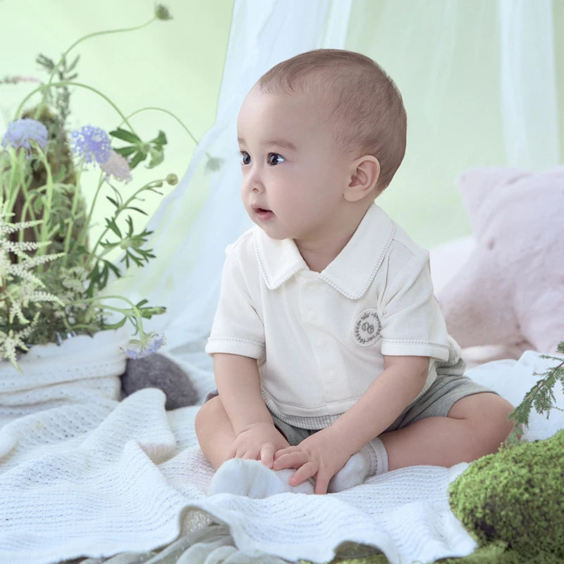 👶 Barboteuse Bébé Garçon Dave &amp; Bella – Manches Courtes – 100% Confort Été – 6 à 24 Mois ™ - Planète bébé