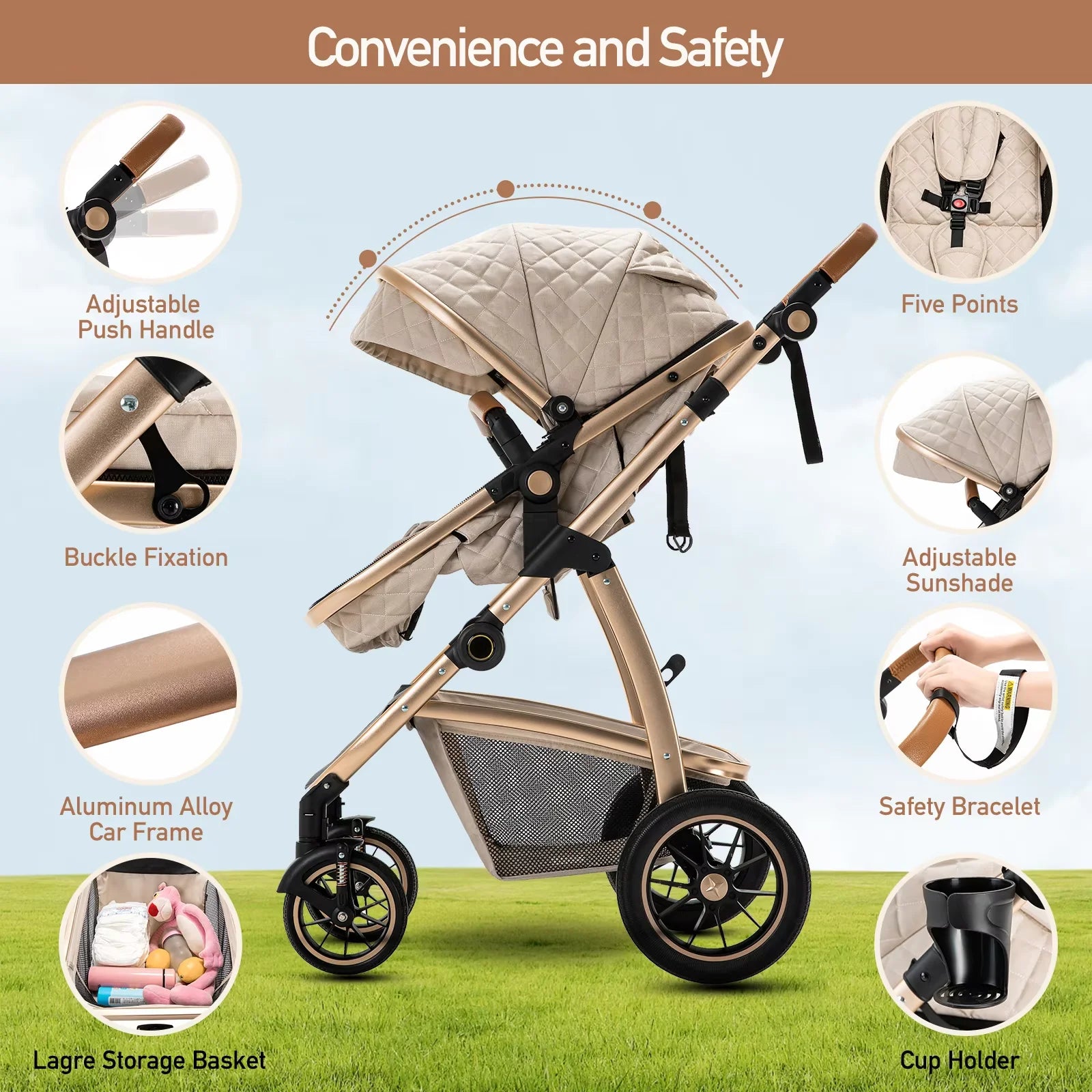 Poussette Bébé 3 en 1 Haute Vue - Planète bébé