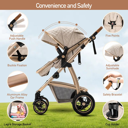 Poussette Bébé 3 en 1 Haute Vue - Planète bébé