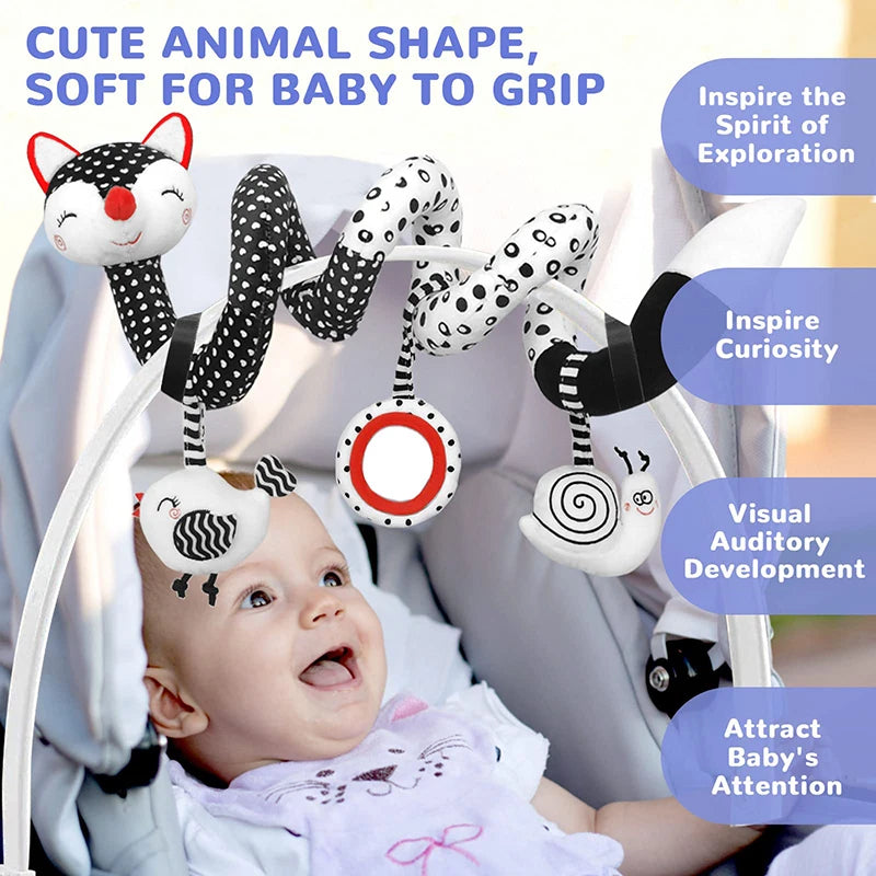 🚗🧸 Jouet de Voiture pour Bébé – Miroir, Grelot, Bruit de Papier &amp; Poignée Squeaky – Jouet d’Éveil pour Siège Auto ou Poussette™