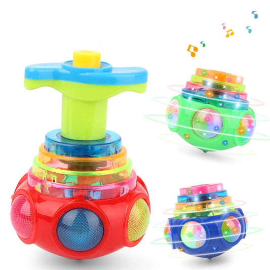 🔮 Gyroscope Musical Lumineux – Toupie Tournante avec Lumières LED &amp; Musique – Couleur Aléatoire™ - Planète bébé