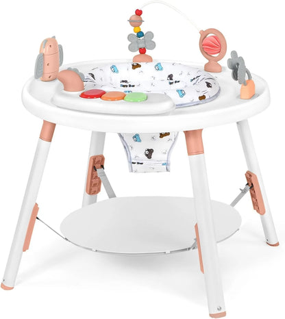 Centre d’Activité Bébé 3-en-1 – Tapis à Sauter et Table avec Jouets Amovibles et Siège Rotatif™