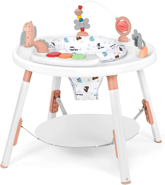 Centre d’Activité Bébé 3-en-1 – Tapis à Sauter et Table avec Jouets Amovibles et Siège Rotatif™