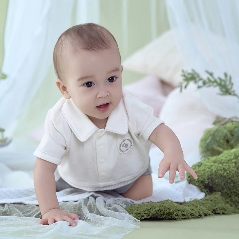 👶 Barboteuse Bébé Garçon Dave &amp; Bella – Manches Courtes – 100% Confort Été – 6 à 24 Mois ™ - Planète bébé