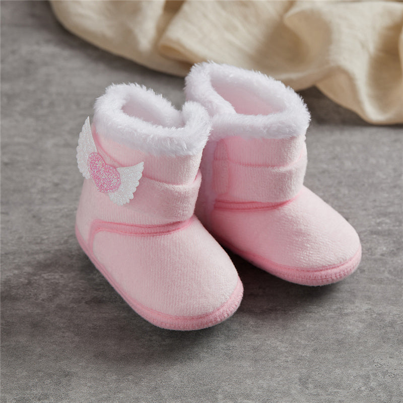 🧣❄️ Bottes d’Hiver Bébé – Chaudes &amp; Mignonnes – Bottines Bébé à Scratch avec Ailes en Cœur – 0 à 18 Mois – Unisexe™ - Planète bébé