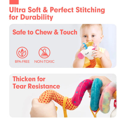 🚗🧸 Jouet de Voiture pour Bébé – Miroir, Grelot, Bruit de Papier &amp; Poignée Squeaky – Jouet d’Éveil pour Siège Auto ou Poussette™
