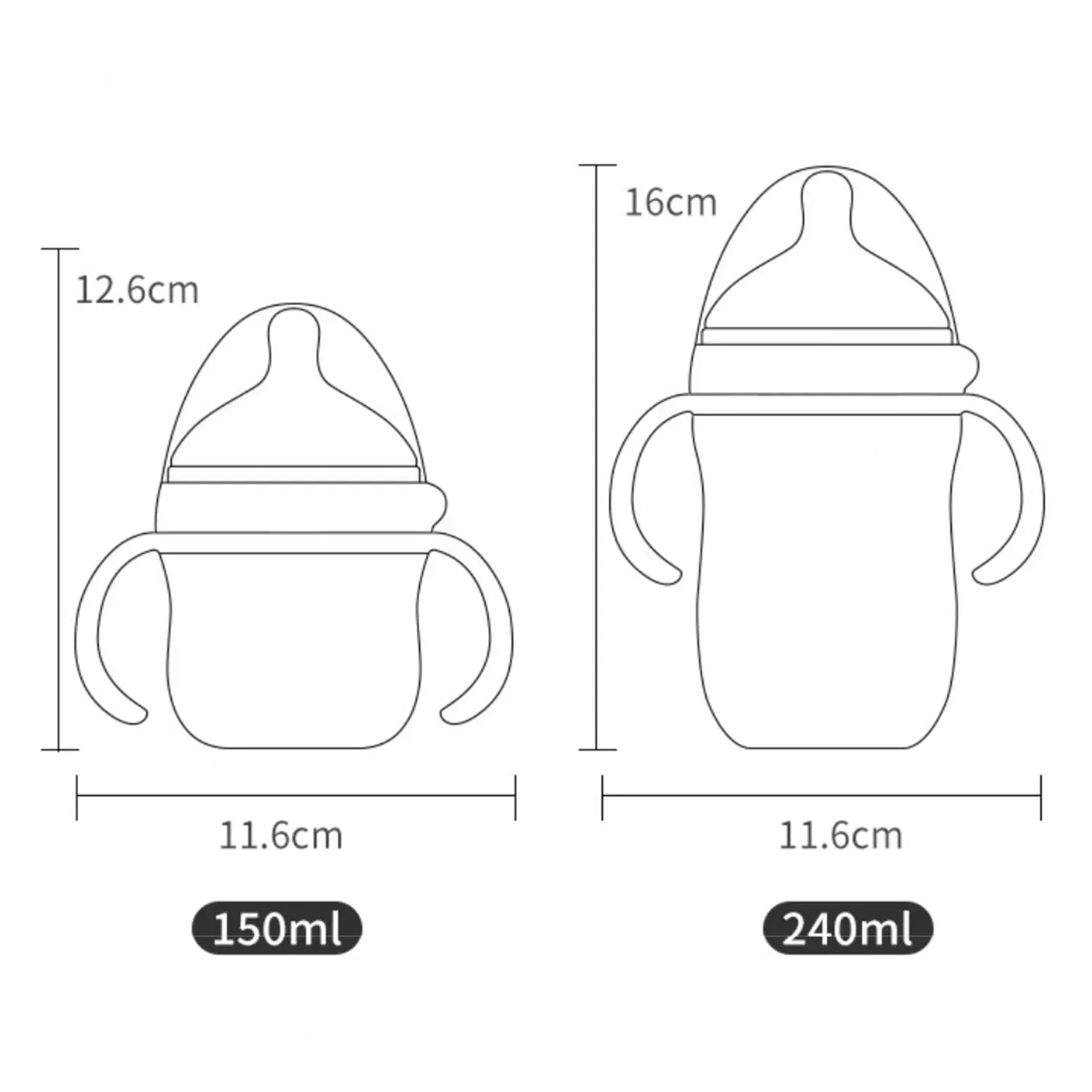 🍼 Biberon Large Calibre en Silicone – Imitation Allaitement – Anti-Colique avec Poignées (150ML / 240ML)™ - Planète bébé
