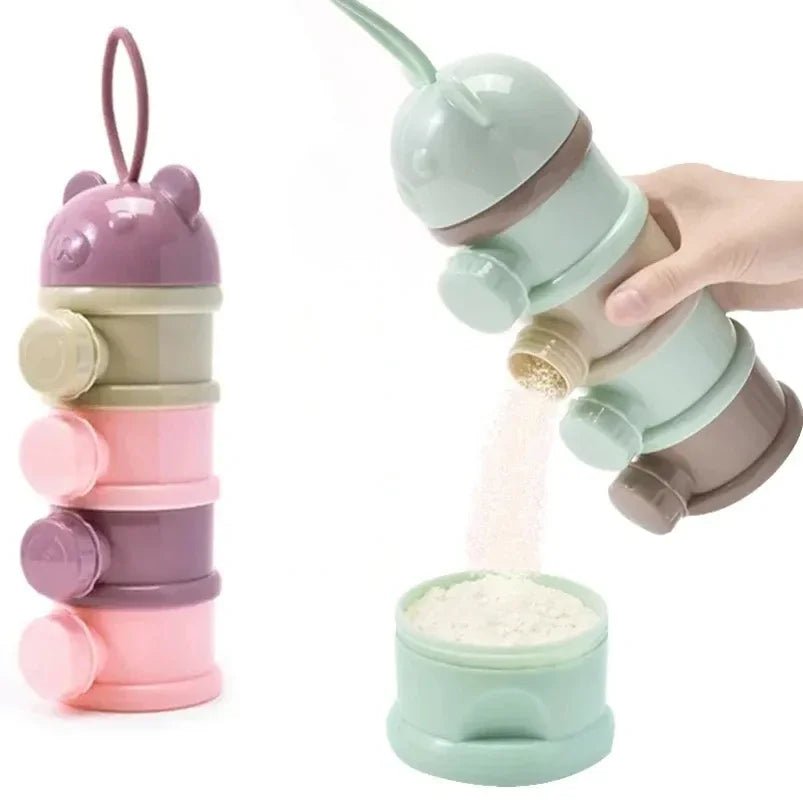 🍼 Boîte Doseuse de Lait en Poudre 4 Couches – Style Ourson | Portable &amp; Pratique™ - Planète bébé