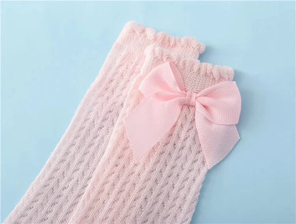 🧦👶 Chaussettes Longues Bébé Fille – Dentelle &amp; Noeud – Respirantes en Coton – Style Princesse Été (0-24 Mois)™