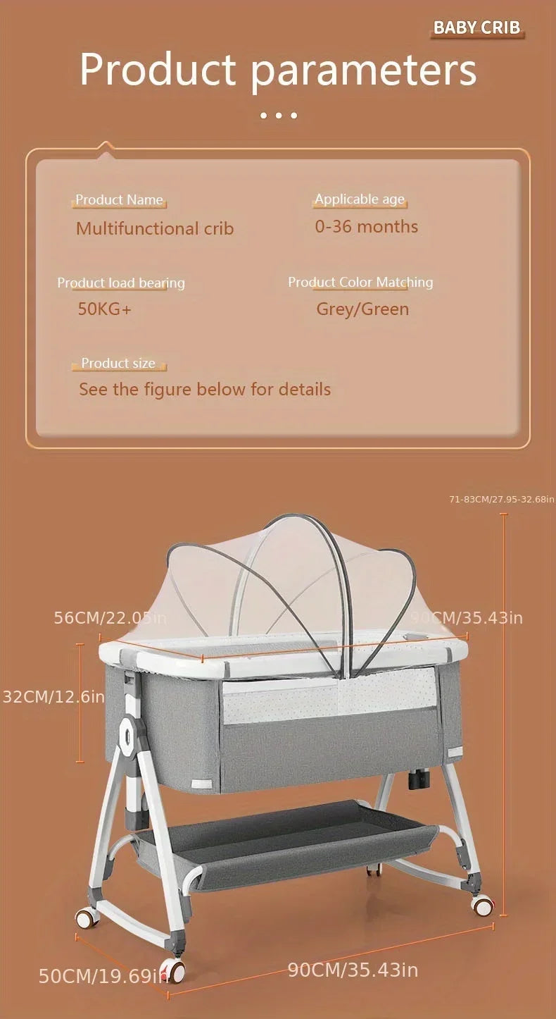 🛏️👶 Lit Bébé Multifonction – Berceau Portatif avec Réglage en Hauteur &amp; Fonction Bascule – Lit d’Appoint Pliable™