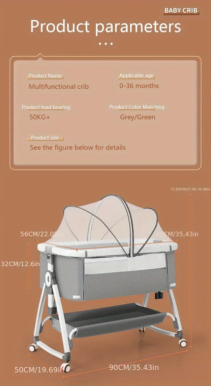 🛏️👶 Lit Bébé Multifonction – Berceau Portatif avec Réglage en Hauteur &amp; Fonction Bascule – Lit d’Appoint Pliable™