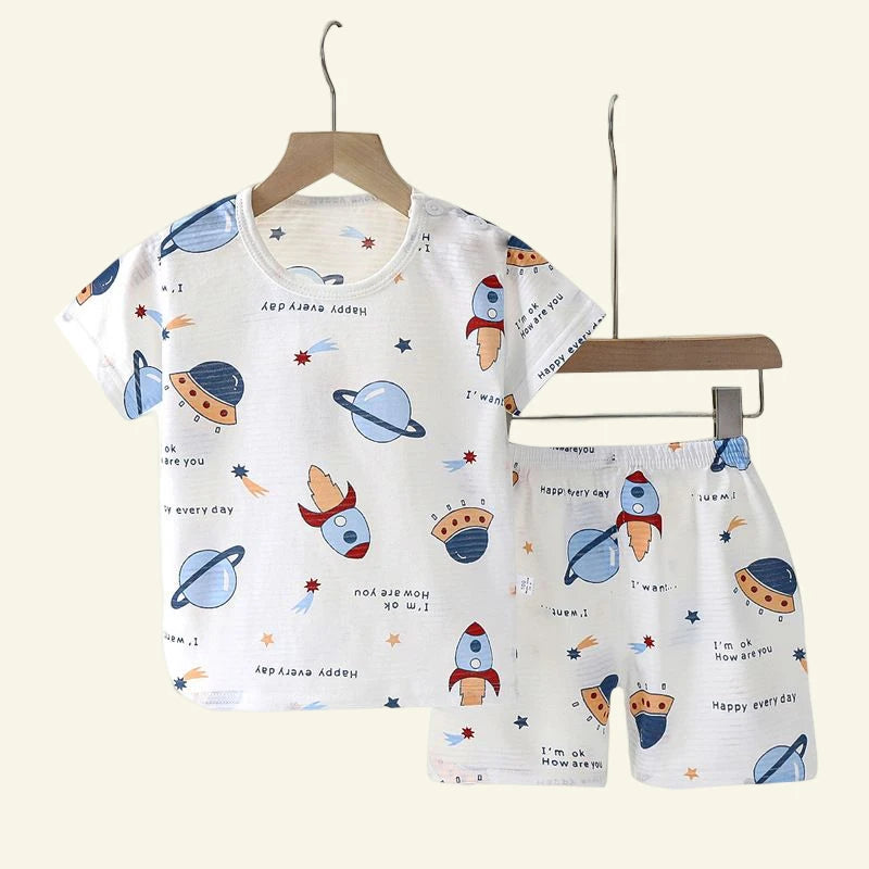 Ensemble Pyjama Été Bébé et Enfant – Coton Doux Cartoon 2 Pièces™