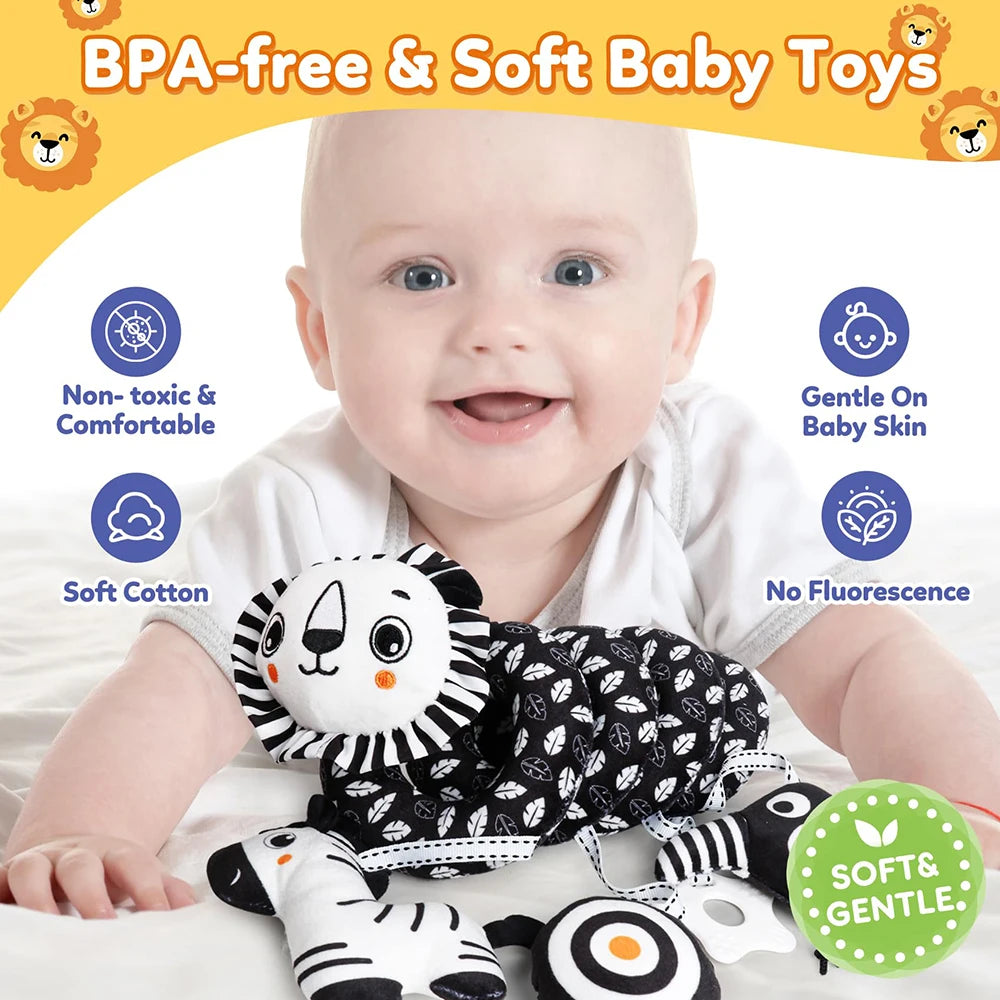 🚗🧸 Jouet de Voiture pour Bébé – Miroir, Grelot, Bruit de Papier &amp; Poignée Squeaky – Jouet d’Éveil pour Siège Auto ou Poussette™