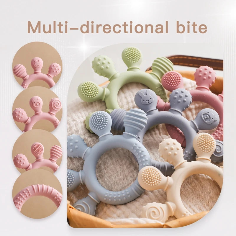 🦁👶 Anneau de Dentition en Silicone – Forme Animale Ludique – Apaisant &amp; Sensoriel™ - Planète bébé