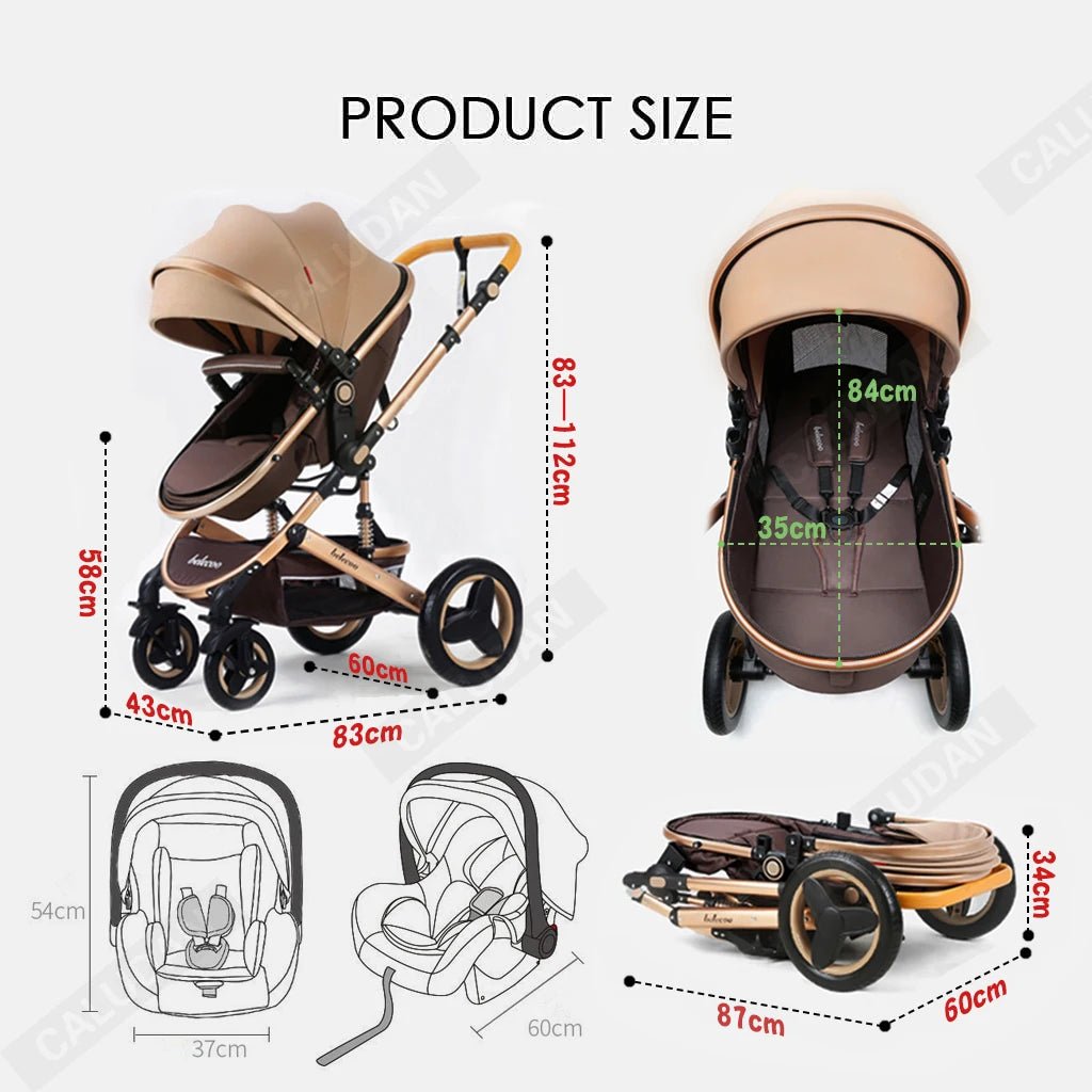 Poussette Bébé 3 en 1 Haute Vue – Pliable &amp; Confortable - Planète bébé