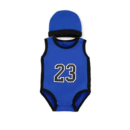 🌞 Barboteuse Bébé Été sans Manches – Style Sporty &amp; Chapeau Assorti – EMPMOKEY™