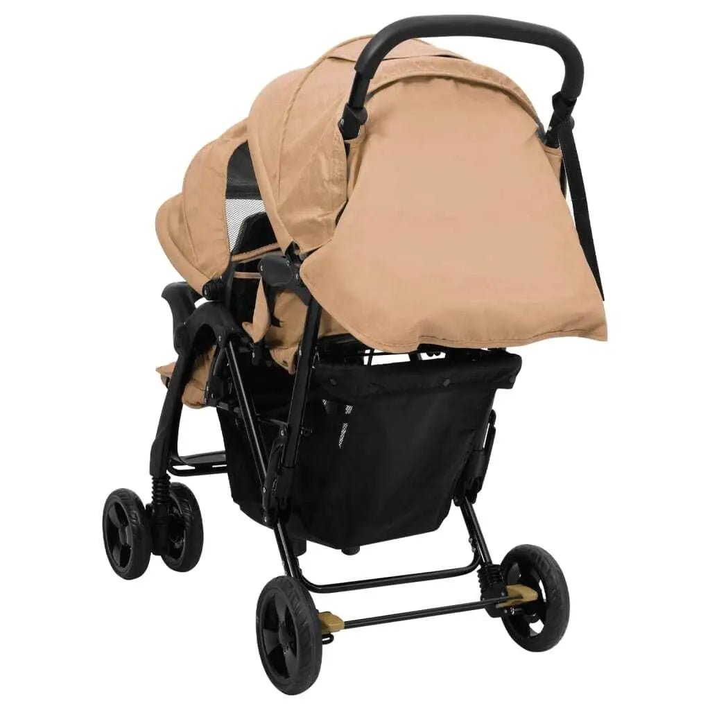 Poussette Double Tandem Taupe - Planète bébé