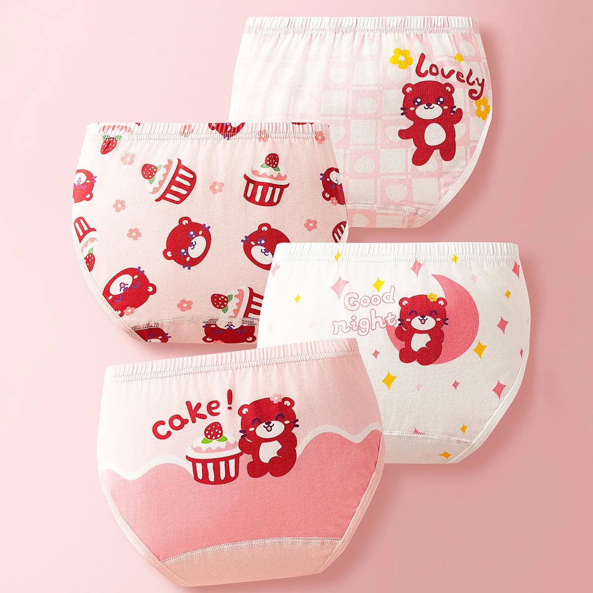 Lot de 4 Culottes Coton Filles – Motifs Cartoon Douces et Confortables™