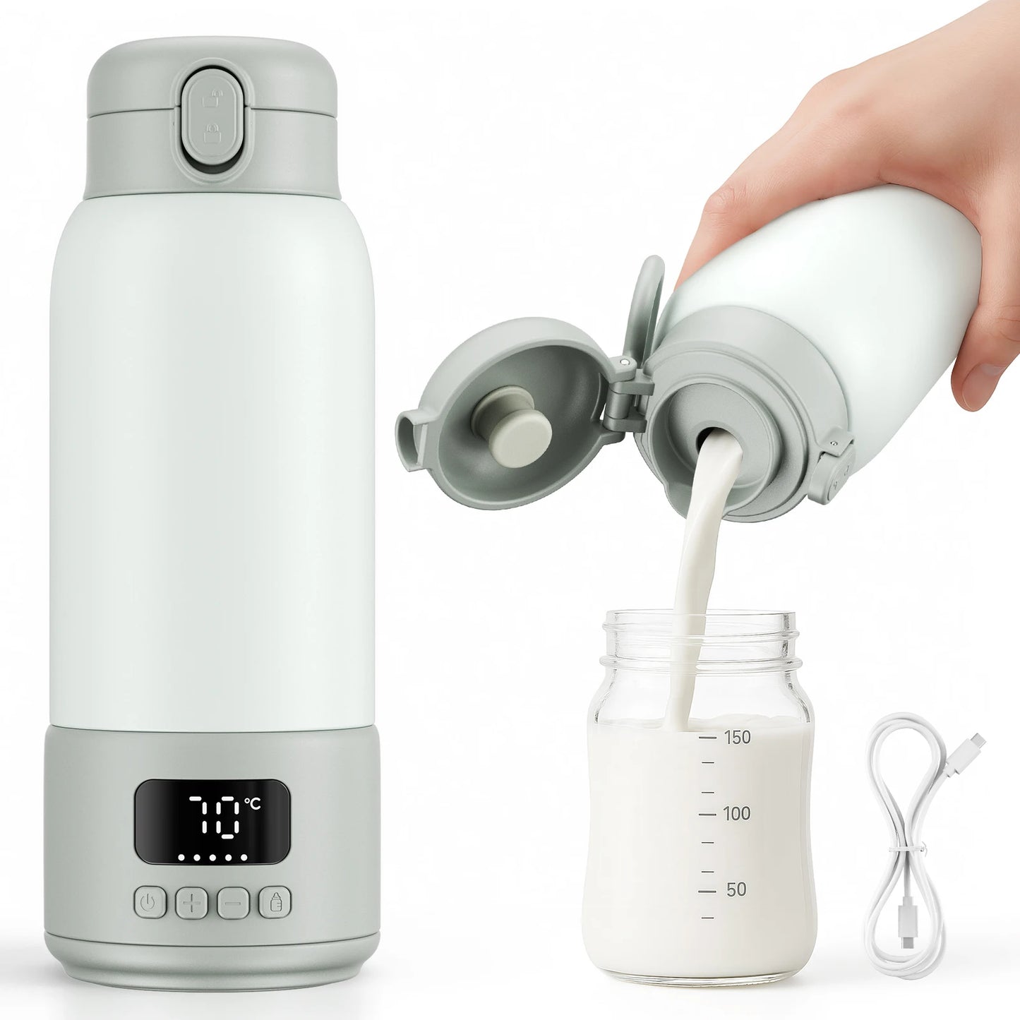 Chauffe-Biberon Portable USB 100W avec Batterie 16000mAh – Chauffe Eau et Lait Instantané 500 ml™