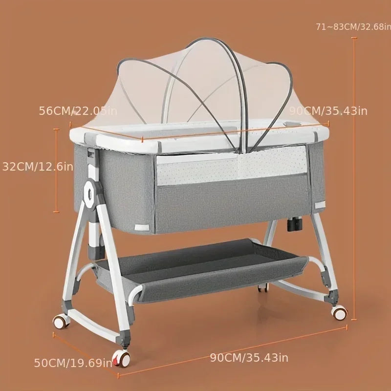 🛏️👶 Lit Bébé Multifonction – Berceau Portatif avec Réglage en Hauteur &amp; Fonction Bascule – Lit d’Appoint Pliable™