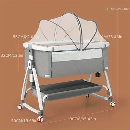 🛏️👶 Lit Bébé Multifonction – Berceau Portatif avec Réglage en Hauteur &amp; Fonction Bascule – Lit d’Appoint Pliable™