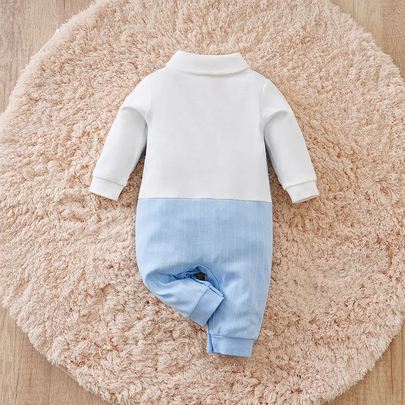🎩 Combinaison Bébé Garçon Style Gentleman – Coton 100% – Nœud Papillon Intégré – Printemps &amp; Automne™ - Planète bébé