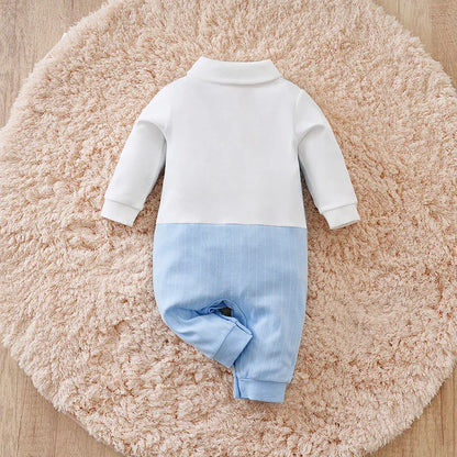 🎩 Combinaison Bébé Garçon Style Gentleman – Coton 100% – Nœud Papillon Intégré – Printemps &amp; Automne™ - Planète bébé