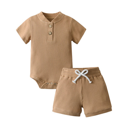 👶✨ Ensemble Estival Bébé Garçon – KuKitty | Haut &amp; Short en Coton Tricoté | Look Casual Chic™ - Planète bébé