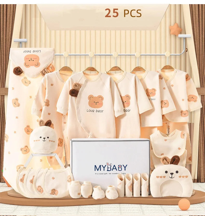 Lot Naissance Complet 21 à 25 Pièces 100% Coton Bébé Garçon et Fille – Ensemble Vêtements et Accessoires Confort™