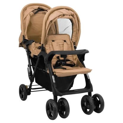 Poussette Double Tandem Taupe - Planète bébé
