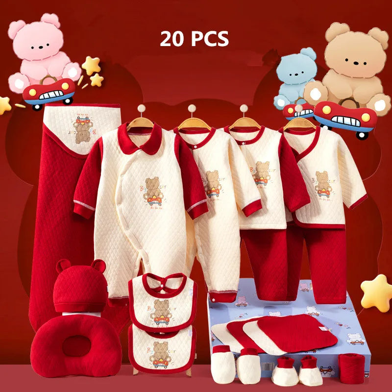 Ensemble Naissance Hiver Bébé 100% Coton – Lot Vêtements Chauds Unisexe avec Romper, Bonnet et Bavoir™