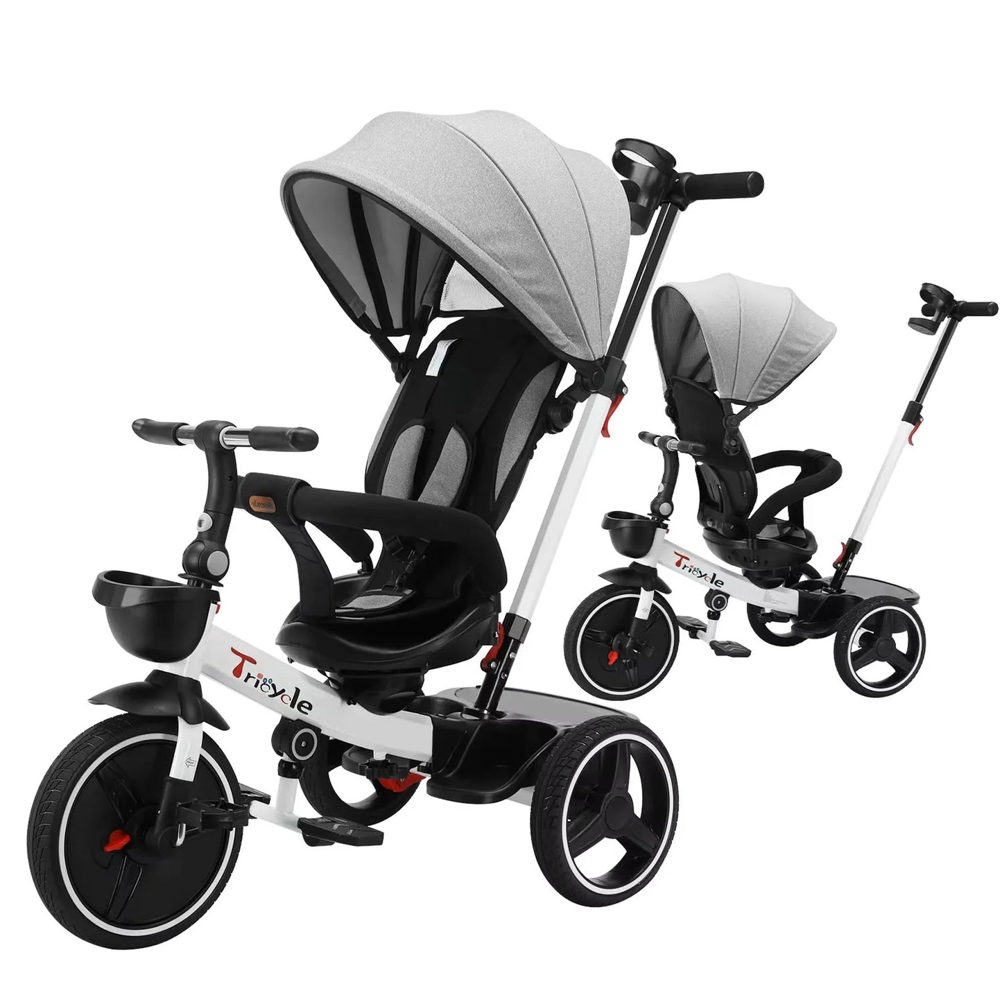 🚲 Tricycle Évolutif 6-en-1 pour Bébé – Poussette Vélo avec Guidon Parental, Canopy Réglable &amp; Ceinture de Sécurité™