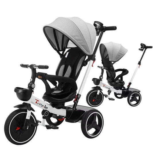 🚲 Tricycle Évolutif 6-en-1 pour Bébé – Poussette Vélo avec Guidon Parental, Canopy Réglable &amp; Ceinture de Sécurité™